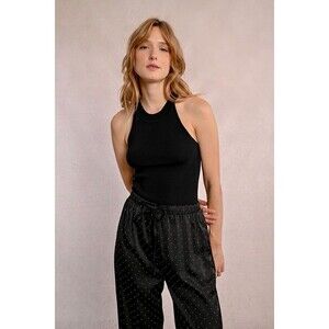 Molly Bracken Fitted Black Tank Top High Neck Knitted Size M